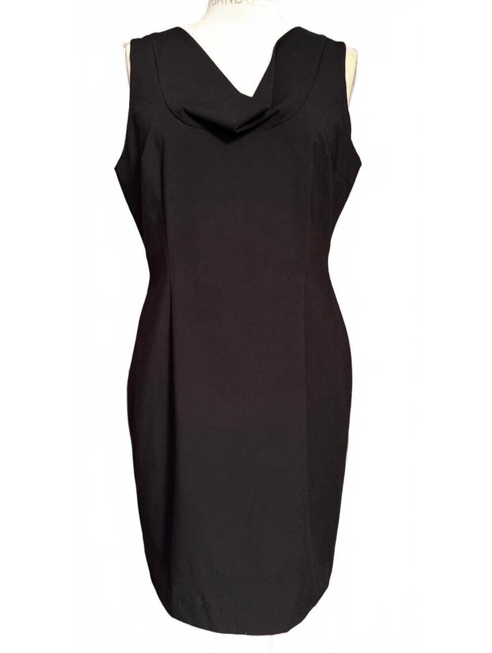 Calvin Klein Black Cowl Neck Sleeveless Sheath Dress Size 12 LBD